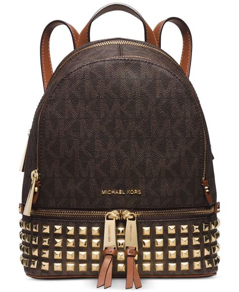 michael kors brown leather backpack with studs|Michael Kors Backpack near me.